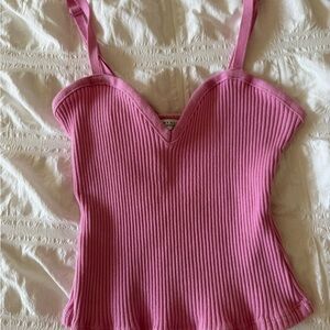 Pink Ribbed Tank Top – Basic Fitted Cami
